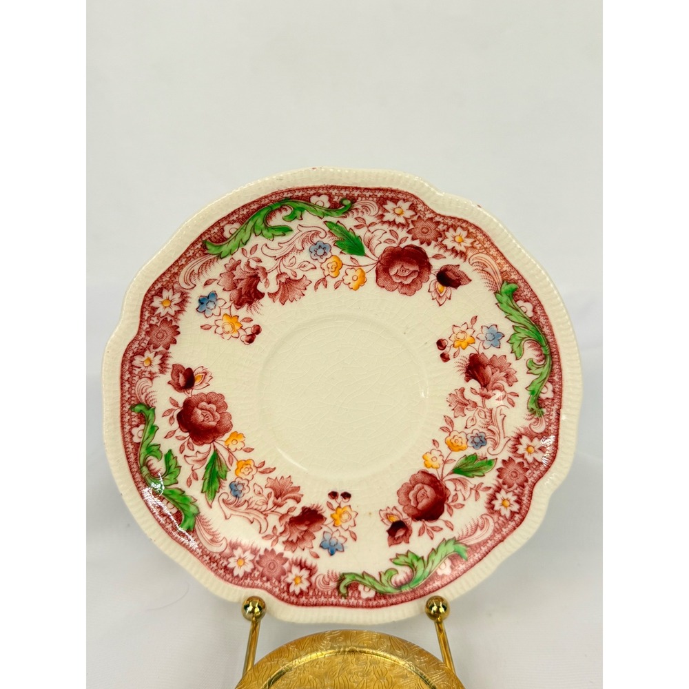 Johnson Brothers Dorchester Saucer Floral Red Green Cream England Ironstone 5.75